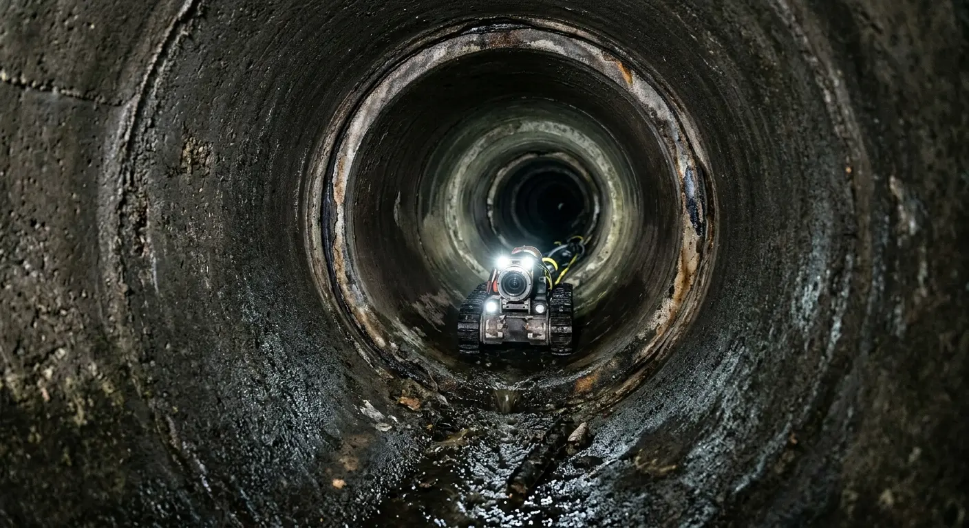 Robotic sewer camera inspecting pipe interior for Sewer Line Repair in Martinez
